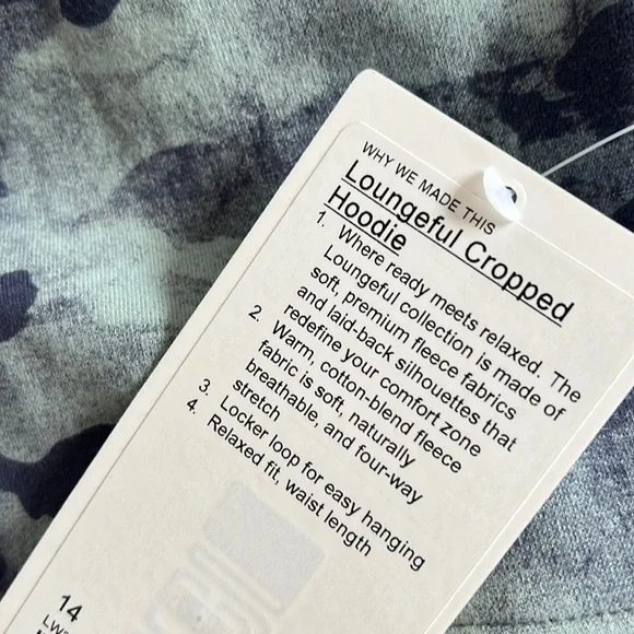 💙LULULEMON LOUNGEFUL CROPPED HOODIE/JACKET-HERITAGE CAMO WASH BLUE MULTI-14💙 - Picture 12 of 13